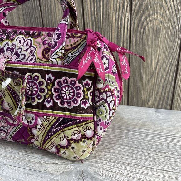 VERA BRADLEY Pink Floral Cotton Quilted Medium Bag Handbag Purse - Makeup - Picture 7 of 16